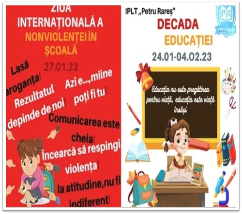 Ziua Educației, Ziua Nonviolentei și Ziua Securității online in Liceul Teoretic ,,Petru Rareș,,