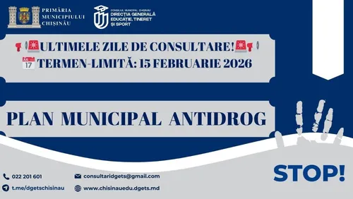 APEL PUBLIC URGENT – ULTIMELE ZILE DE CONSULTARE a Planului municipal ANTIDROG 2026–2027