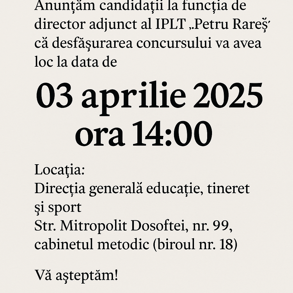 Concurs pentru functia de director adjunct